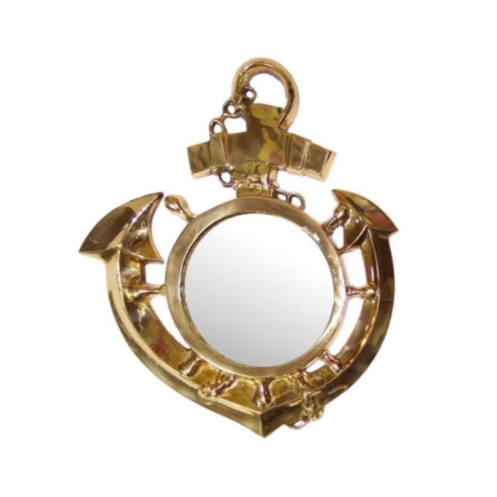 Vintage Solid Brass Ships‎ Anchor Nautical Framed Mirror